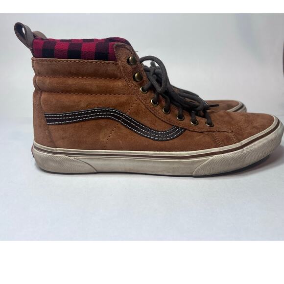 Vans Sk8 Hi Scotchgard High Top Brown Suede Plaid Flannel Lined Men's Size 10 - Picture 7 of 11